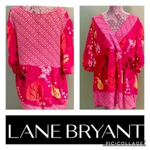 Lane Bryant Flowy Pink Tie Tunic Blouse